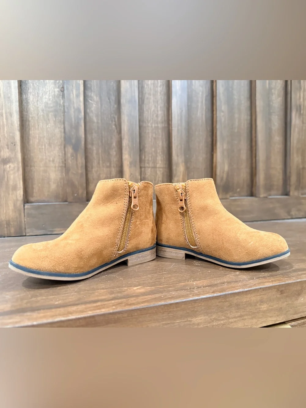 Cat & Jack Kids Tan Suede Side-Zip Ankle Boots